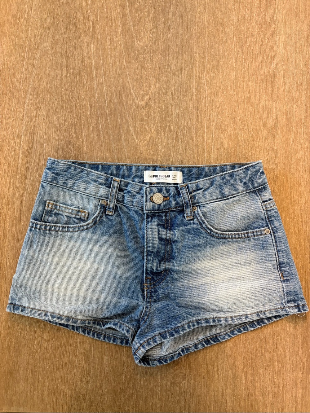 Pull&Bear Light Blue Washed Denim Shorts